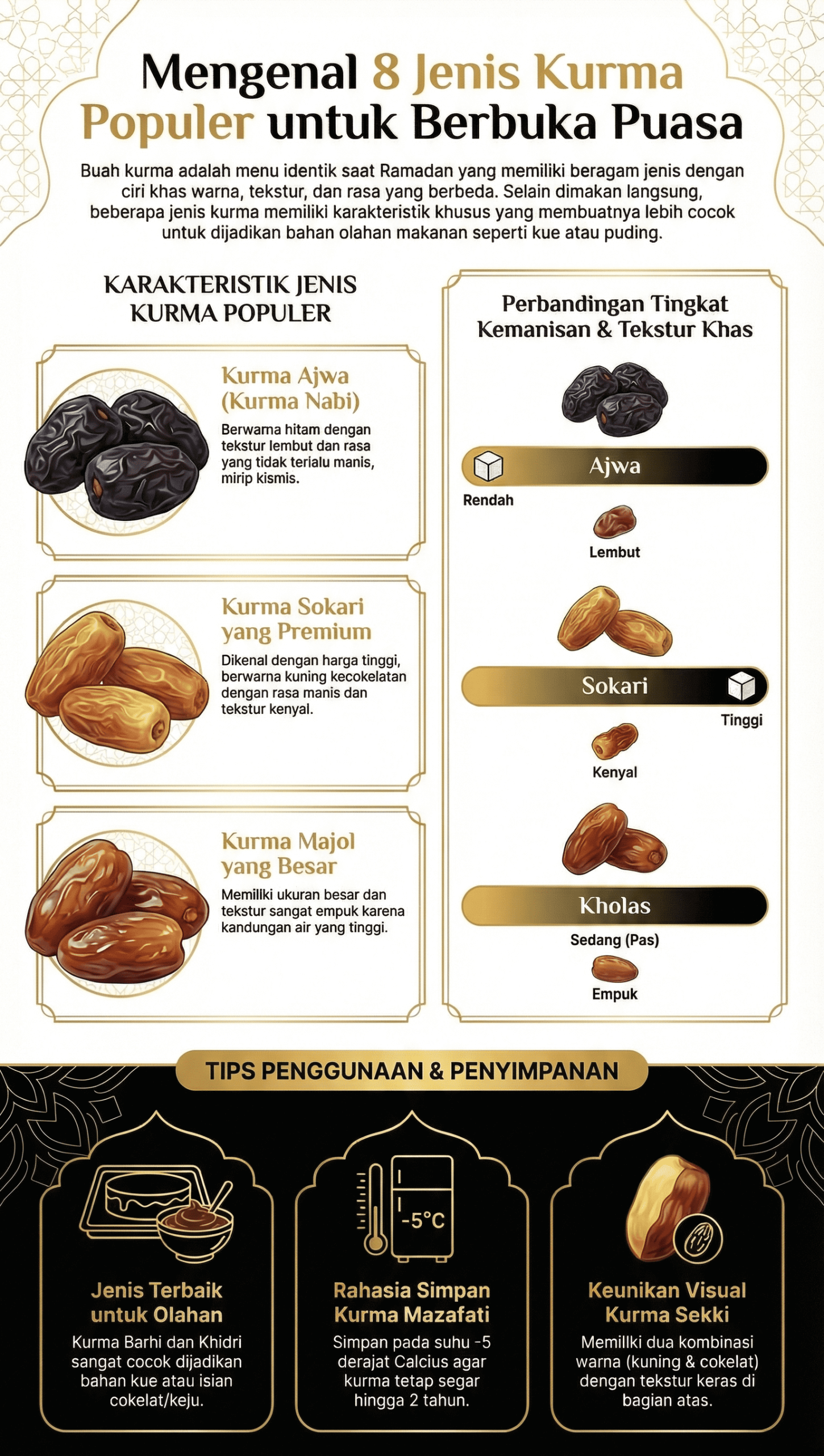 Infografik Jenis Kurma untuk Berbuka Puasa