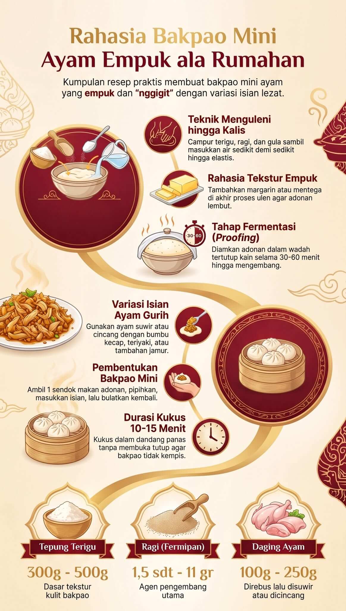 Cara Membuat Bakpao Mini Ayam